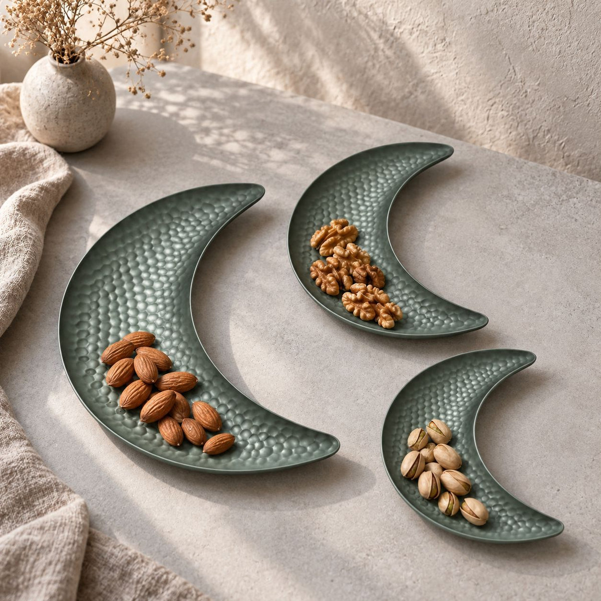 Hammered Crescent Moon Decorative Tray