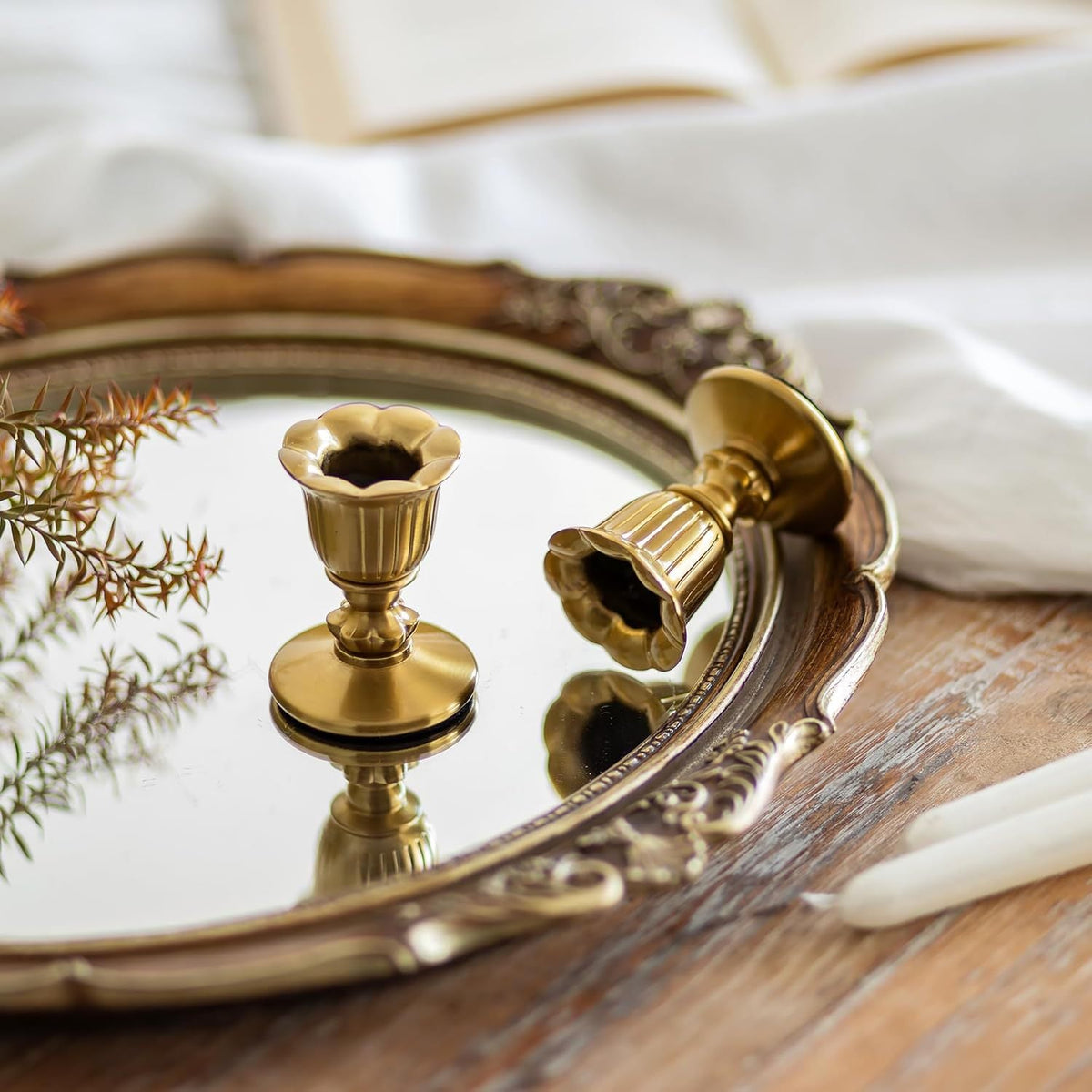 Vintage Gold Taper Candle Holder