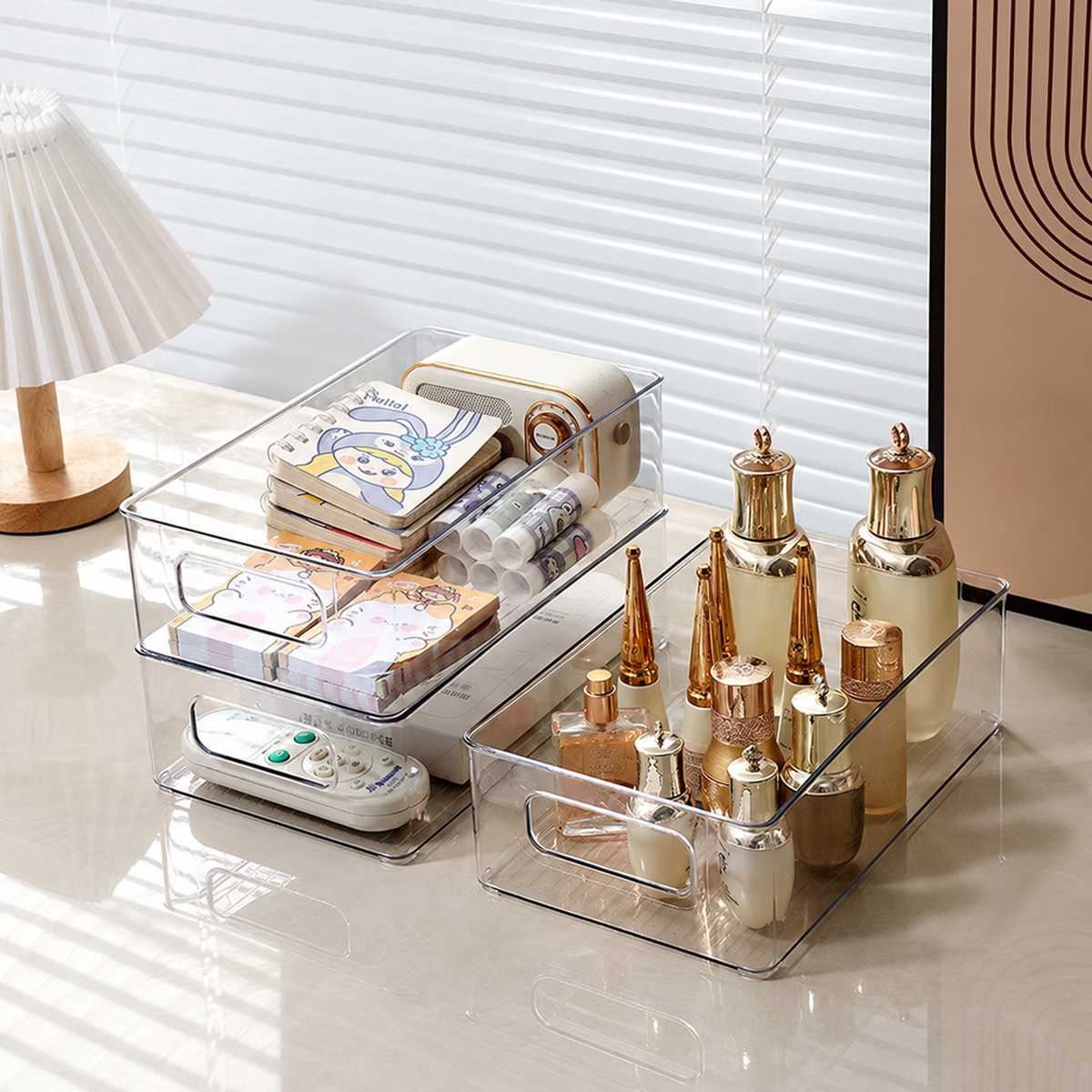 Clear Stackable Multi-Purpose Storage Bins